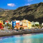 Canary islands - La Palma , Puerto de Tazacorte village with great black beach and turquoise sea Von Freesurf