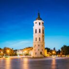 Vilnius, Lithuania, Eastern Europe. Evening Night Panorama Of Bell Tower Von Grigory Bruev